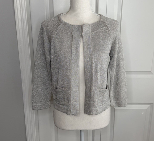 Talbots silver metallic open - talbots,