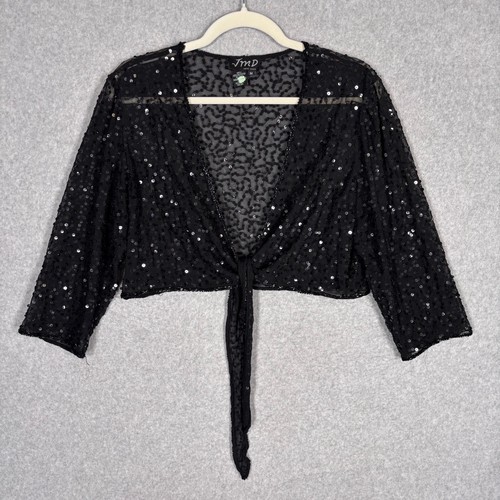 Sheer sequin tie front cropped - sheer,