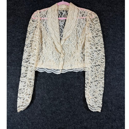 Vintage 70s cream floral lace - floral,